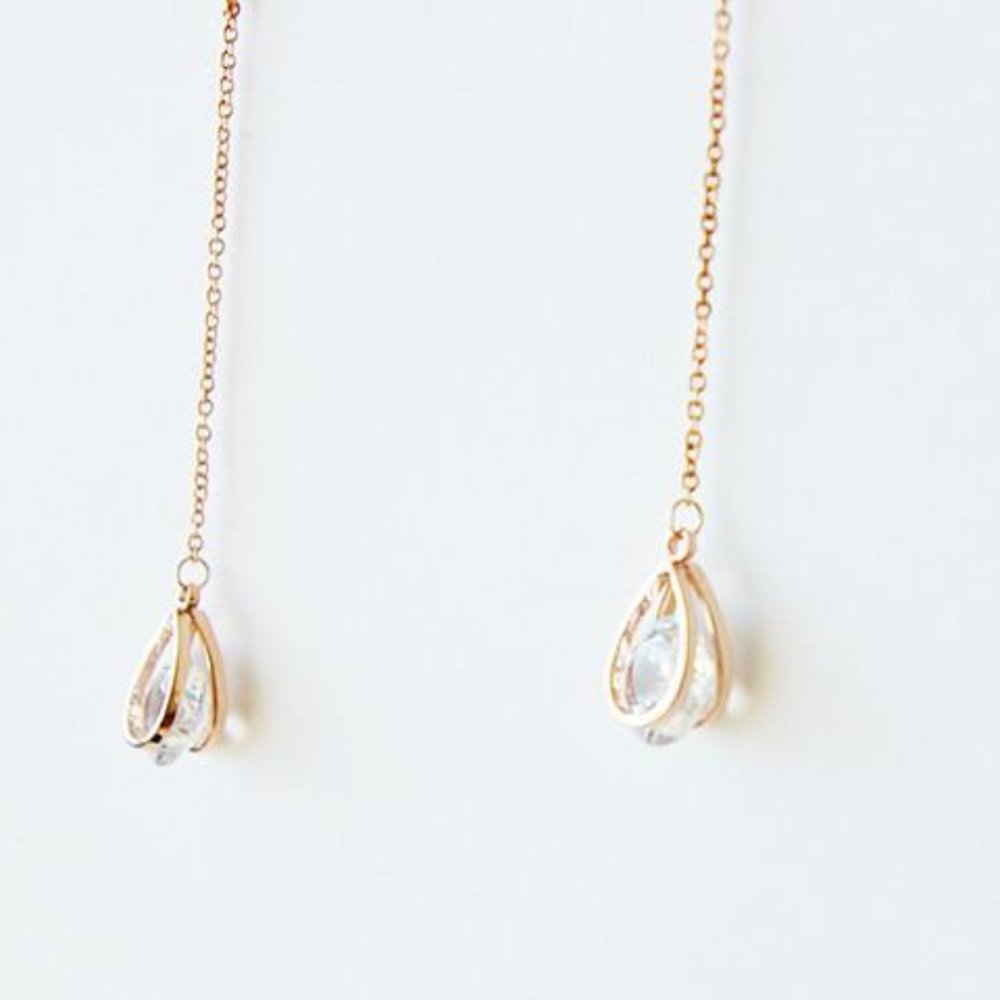 18K Rose Gold Plated Austrian crystal adjustable length earrings